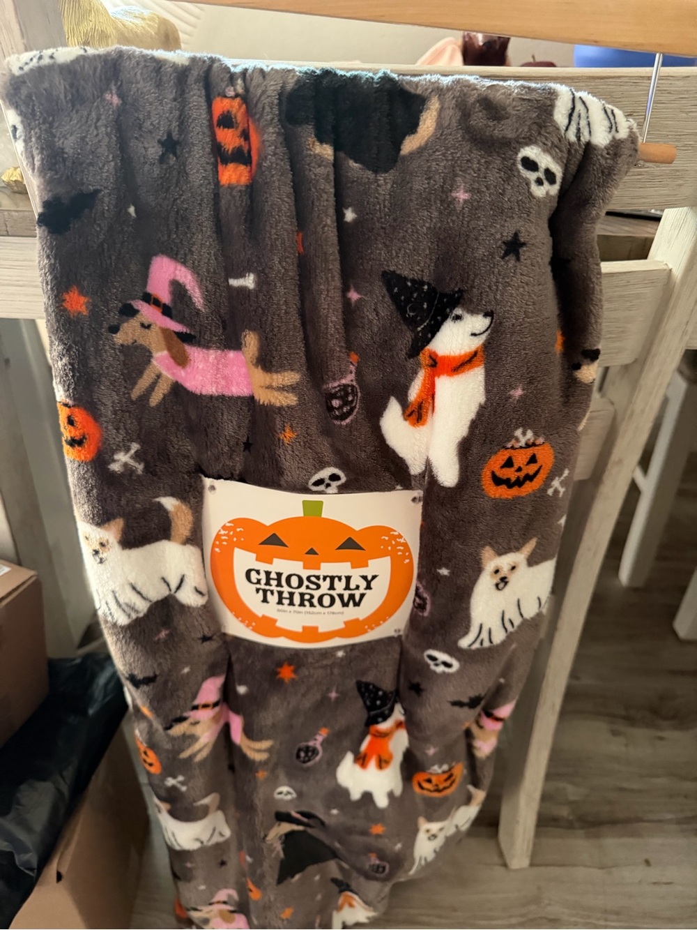 Halloween dog throw blankets